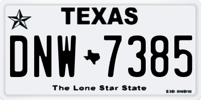 TX license plate DNW7385