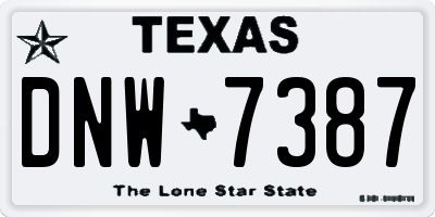 TX license plate DNW7387