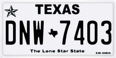 TX license plate DNW7403