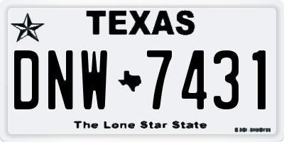 TX license plate DNW7431