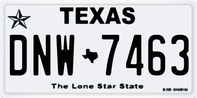 TX license plate DNW7463