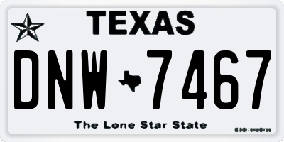 TX license plate DNW7467