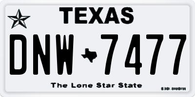 TX license plate DNW7477