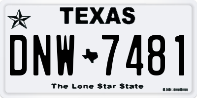 TX license plate DNW7481
