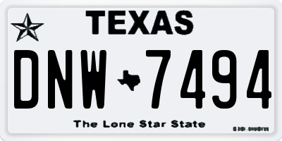 TX license plate DNW7494
