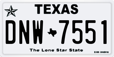 TX license plate DNW7551