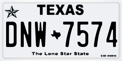 TX license plate DNW7574