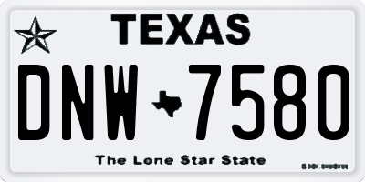 TX license plate DNW7580