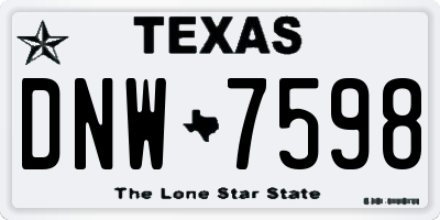 TX license plate DNW7598