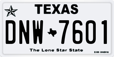 TX license plate DNW7601