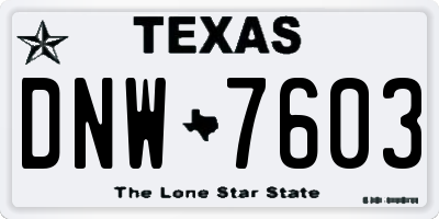 TX license plate DNW7603