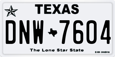 TX license plate DNW7604