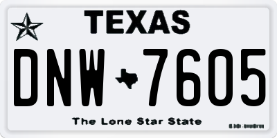 TX license plate DNW7605