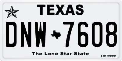 TX license plate DNW7608
