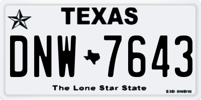 TX license plate DNW7643