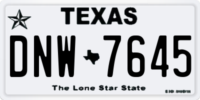 TX license plate DNW7645