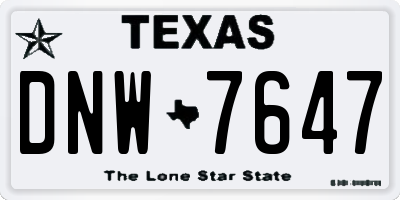 TX license plate DNW7647