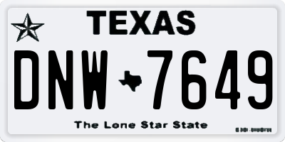 TX license plate DNW7649
