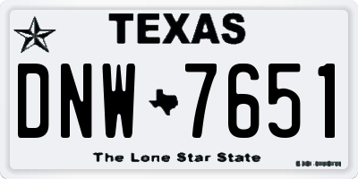 TX license plate DNW7651