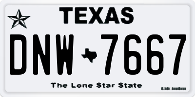 TX license plate DNW7667