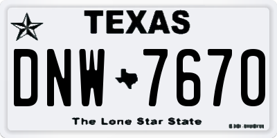 TX license plate DNW7670