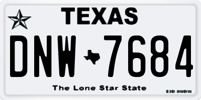 TX license plate DNW7684