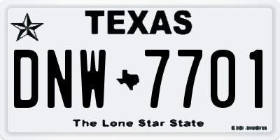 TX license plate DNW7701