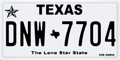 TX license plate DNW7704