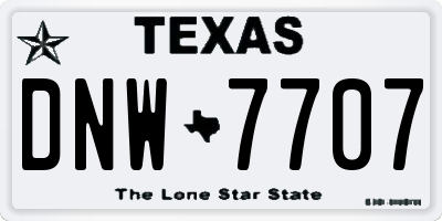 TX license plate DNW7707