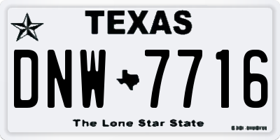 TX license plate DNW7716