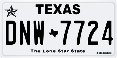 TX license plate DNW7724
