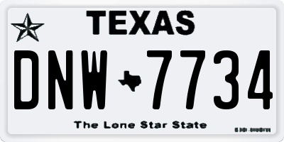 TX license plate DNW7734
