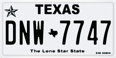 TX license plate DNW7747