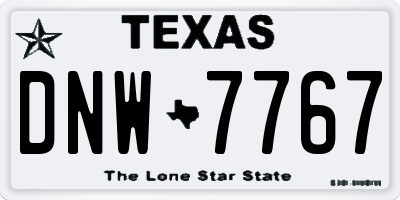 TX license plate DNW7767