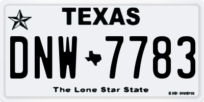TX license plate DNW7783