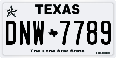 TX license plate DNW7789