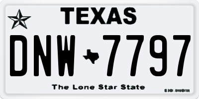 TX license plate DNW7797