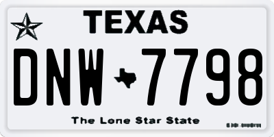 TX license plate DNW7798