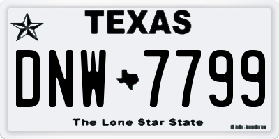 TX license plate DNW7799