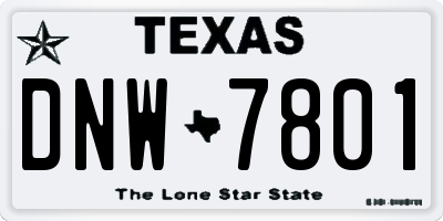 TX license plate DNW7801
