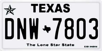 TX license plate DNW7803