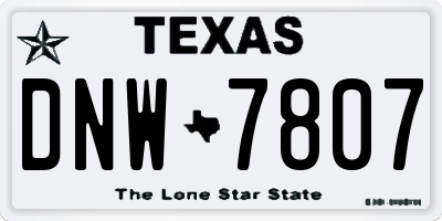 TX license plate DNW7807