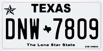 TX license plate DNW7809