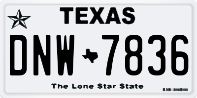 TX license plate DNW7836