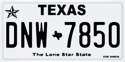 TX license plate DNW7850