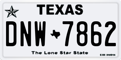 TX license plate DNW7862