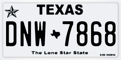 TX license plate DNW7868
