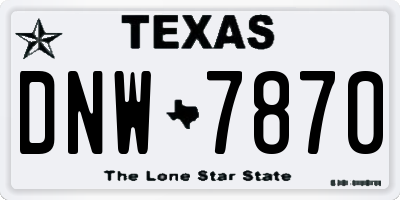 TX license plate DNW7870