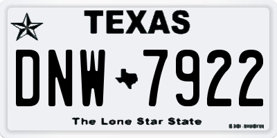 TX license plate DNW7922