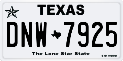 TX license plate DNW7925